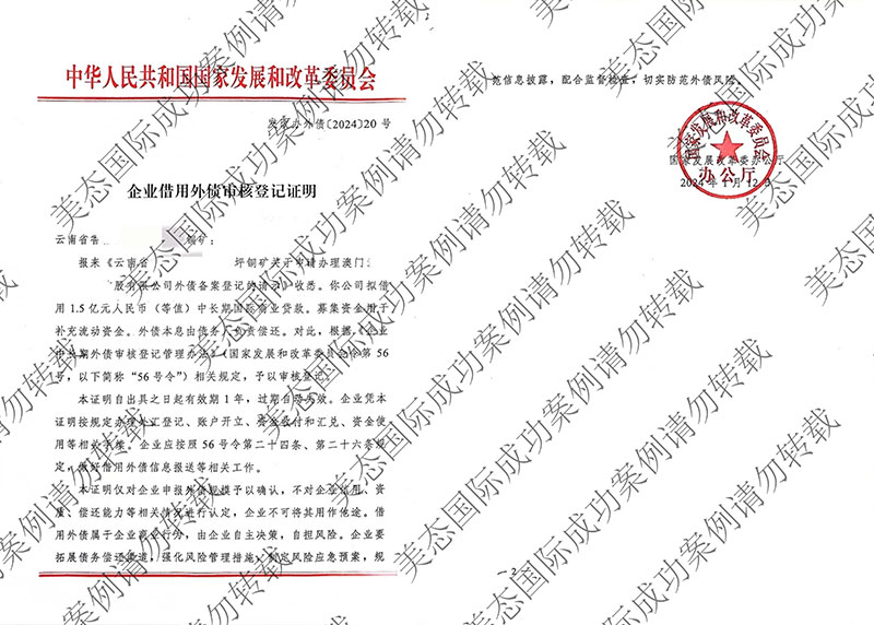云南外债备案登记成功案例